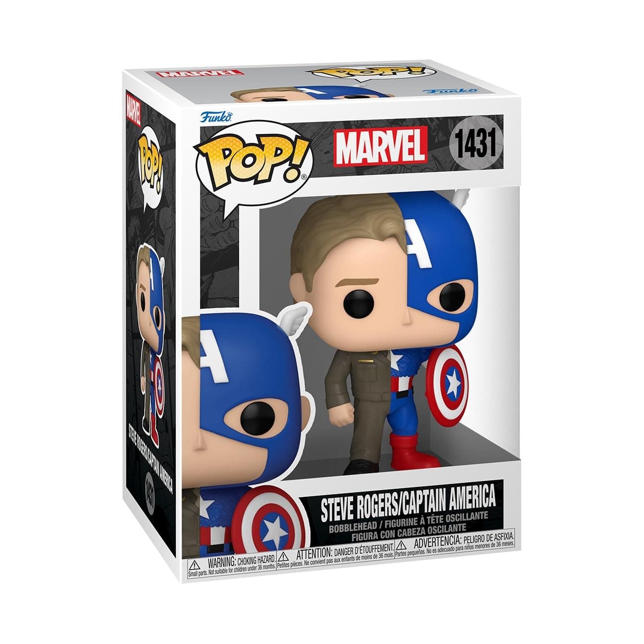 Pop! Marvel: Split - Captain America A/Steve R - Marvel Comics - Collectable Vinyl Figure - Gift Idea - Official Merchandise - Toys for Kids & Adults - Comic Books Fans