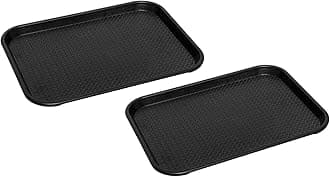- Durable Multi-Use Plastic Serving Trays 18" Rectangular Plastic Trays for Kitchen (Pack of 2) (Black)