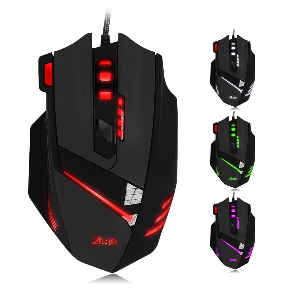 SADES Q7 Gaming Mouse 6 Buttons Professional LED Optical USB Wired Gaming Mice for PC Mac Computer EMMETTS(Black)