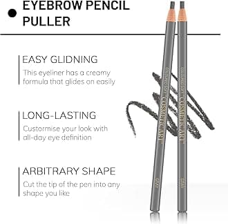 Ownest 6Pcs Pull Cord Peel-off Eyebrow Pencil Tattoo Makeup and Microblading Supplies Set for Marking, Filling and Outlining, Waterproof and Durable Permanent Eyebrow Liner-Gray