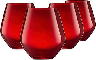 Godinger Stemless Wine Glasses, Red, 17oz, Set of 4