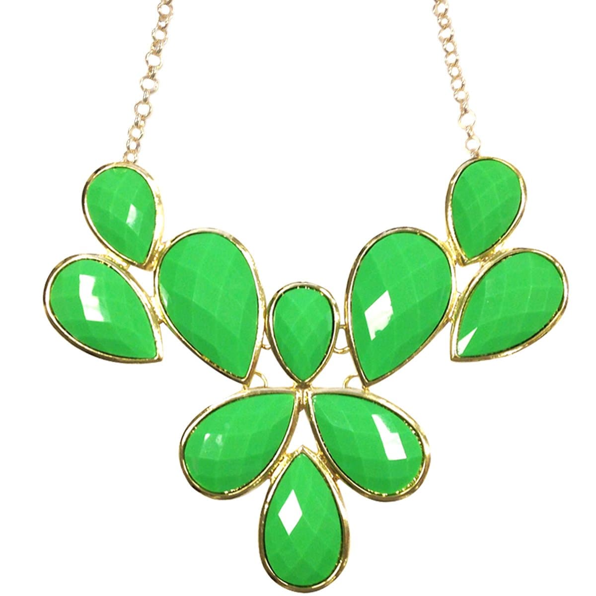 Wrapables Fancy Drop Shape Bubble Bib Statement Necklace, Green