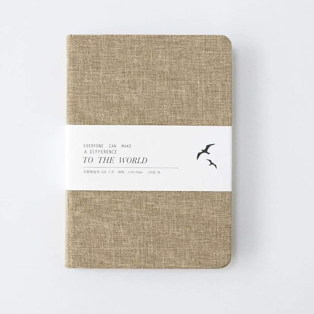 Thick Cloth Binding handcover Notebook - Premium Thick Paper 32K Blank and Horizontal Page (Khaki)