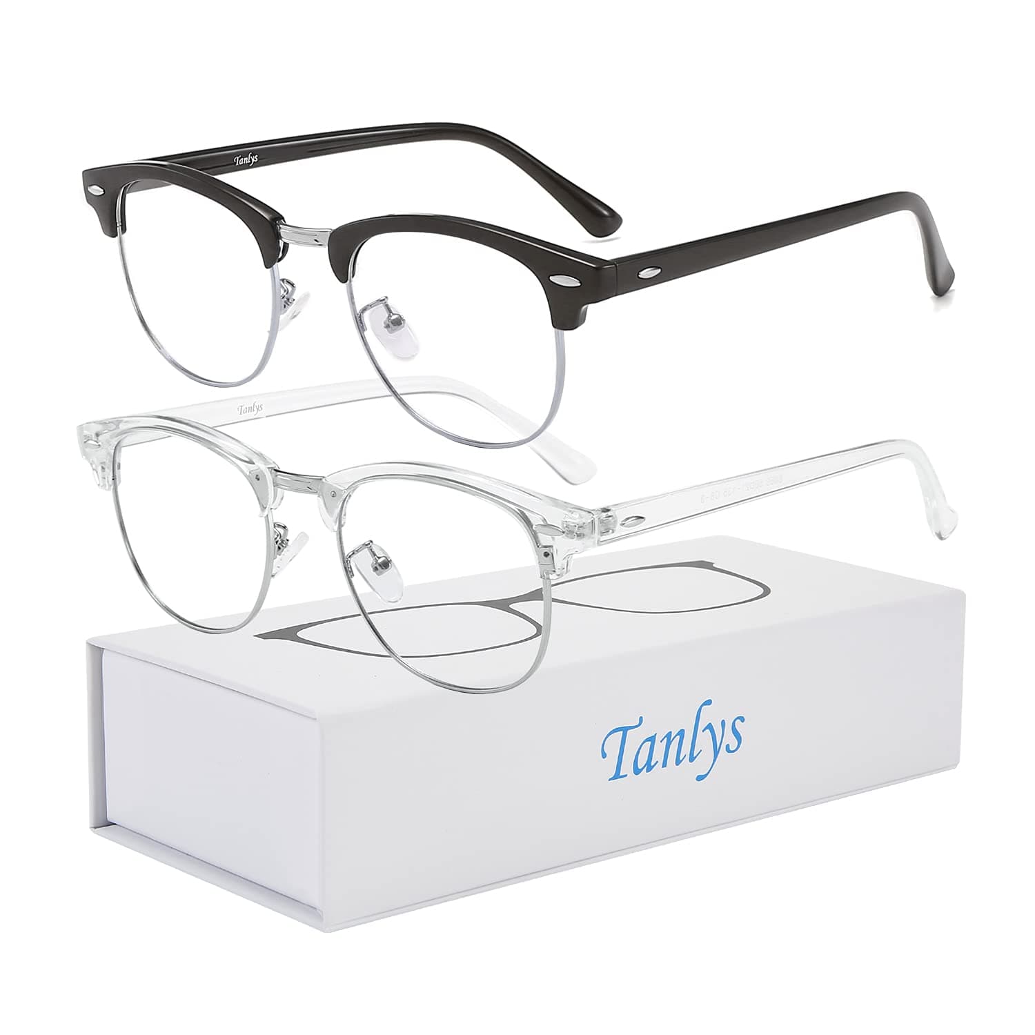 Tanlys 2 Pack Blue Light Blocking Glasses for Computer Eye Strain [Dry Eye & Sour Eye], Anti UV Reduce Headache Stylish