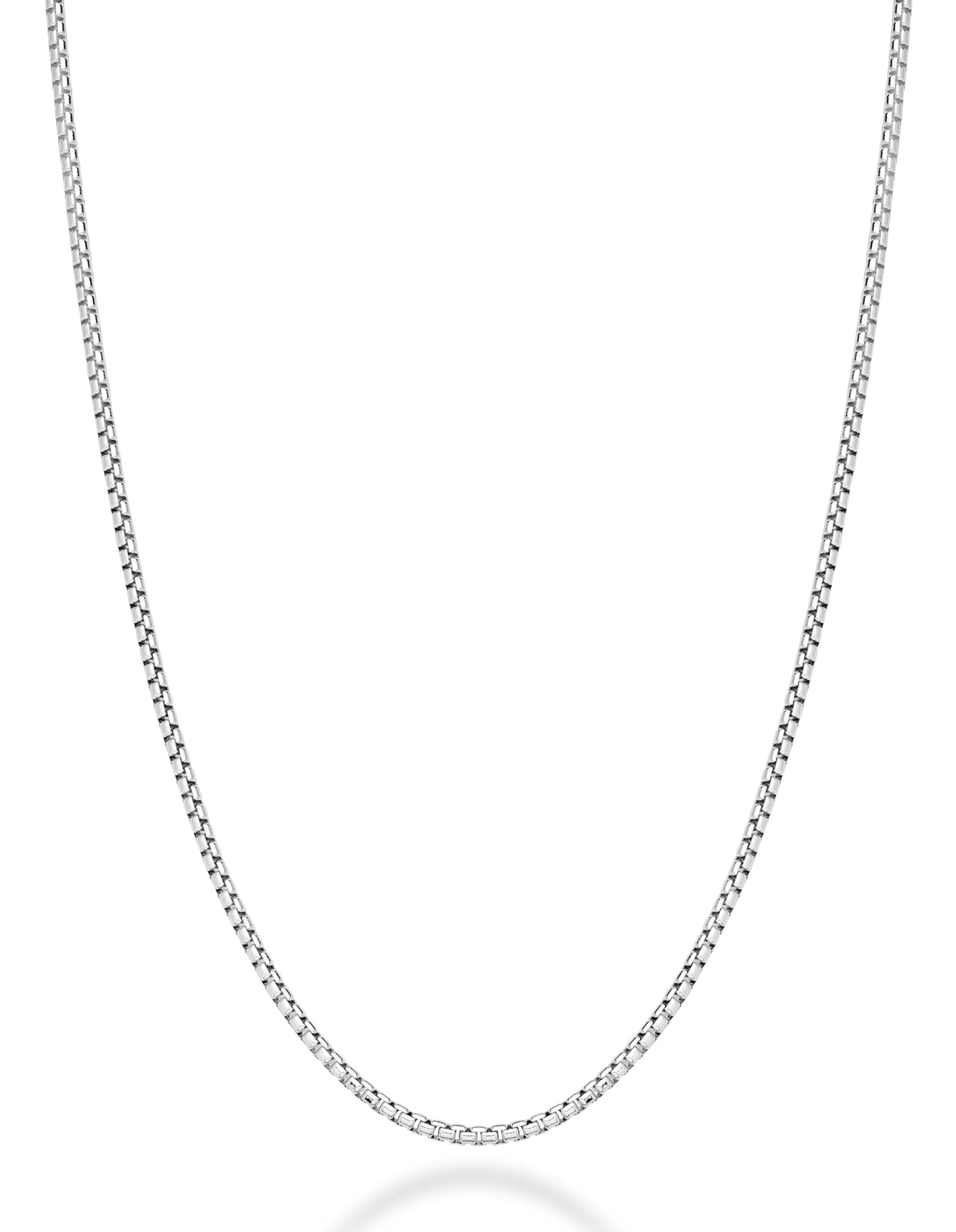 Italian 925 Sterling Silver Solid 2mm Round Box Chain Necklace for Women Men Rolo Necklace Made in Italy