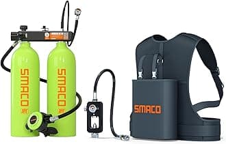 SMACO Mini Scuba Tank 4L Scuba Diving Tank (Assembled by Two 2L Cylinders) for Shallow Water Diving Support 30-45 Minutes Breath Portable Scuba Tank Kit for Diving Entertainment