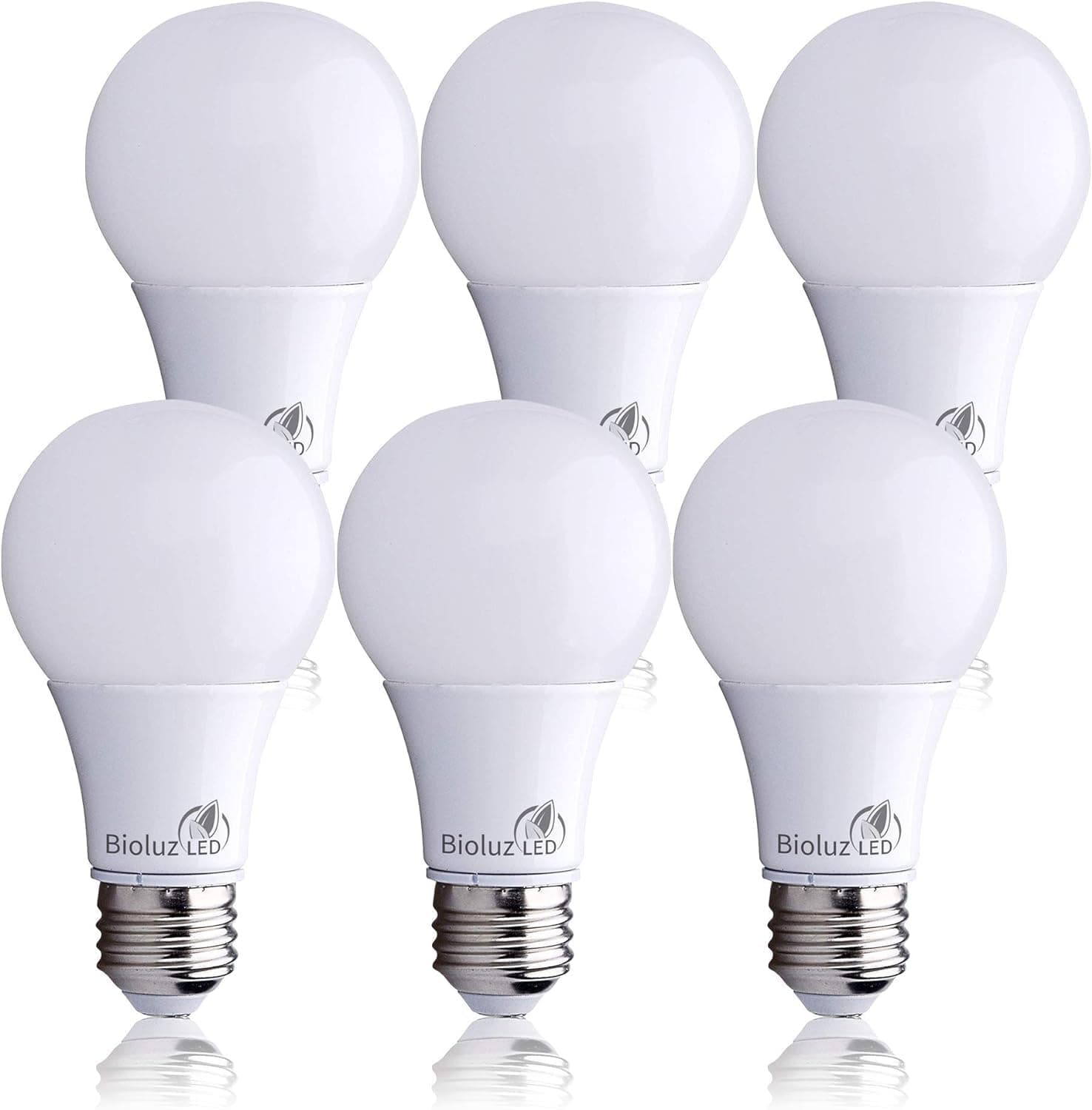 60 Watt Replacement A19 LED Light Bulbs, 4000K Cool White, Non-Dimmable, Uses 9 Watts, 750 Lumens, Indoor/Outdoor Standard E26 Base, UL Listed, 6 Pack