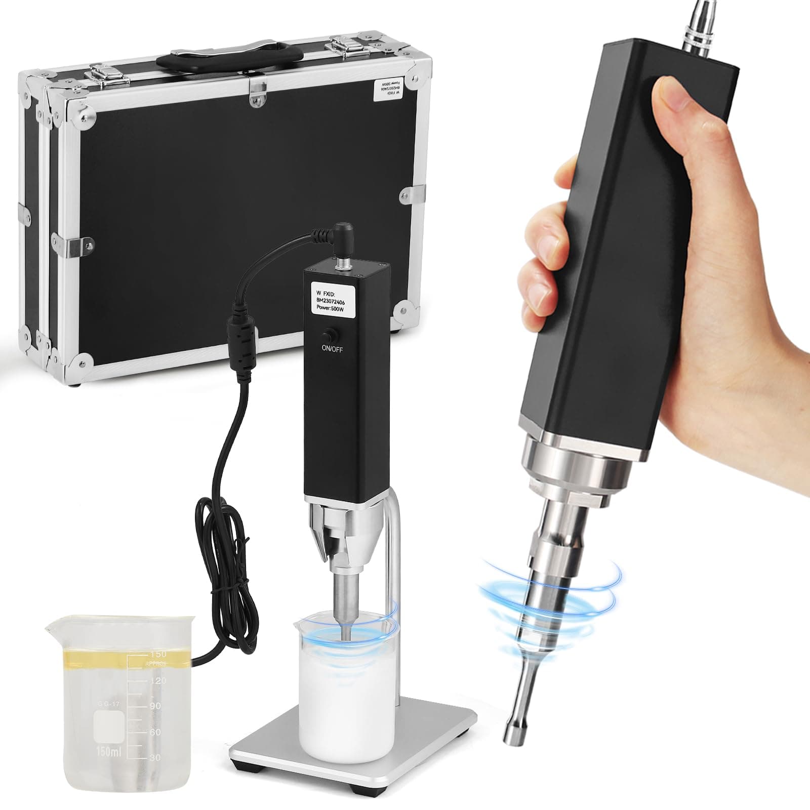 Handheld Portable Ultrasonic Homogenizer Sonicator Processor Cell Disruptor Mixer with Stand (8mm Probe, 50-300mL)