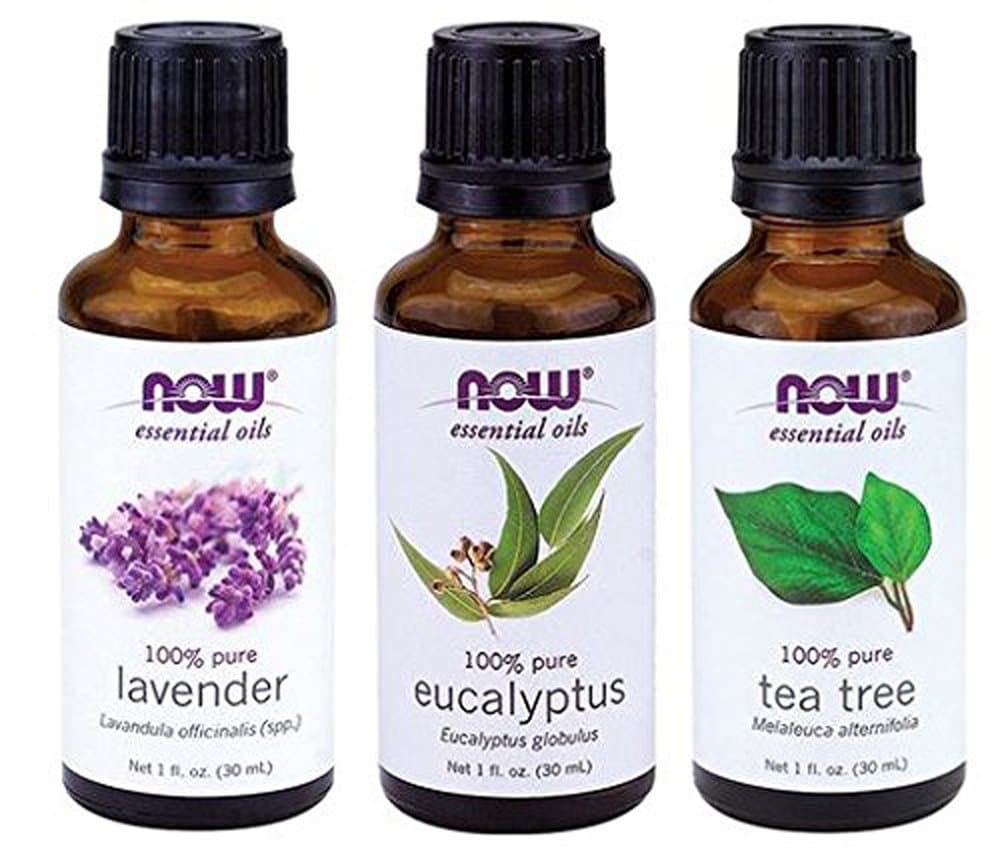 NOW 3-Pack Variety of Essential Oils: Tea Tree, Eucalyptus, Lavender