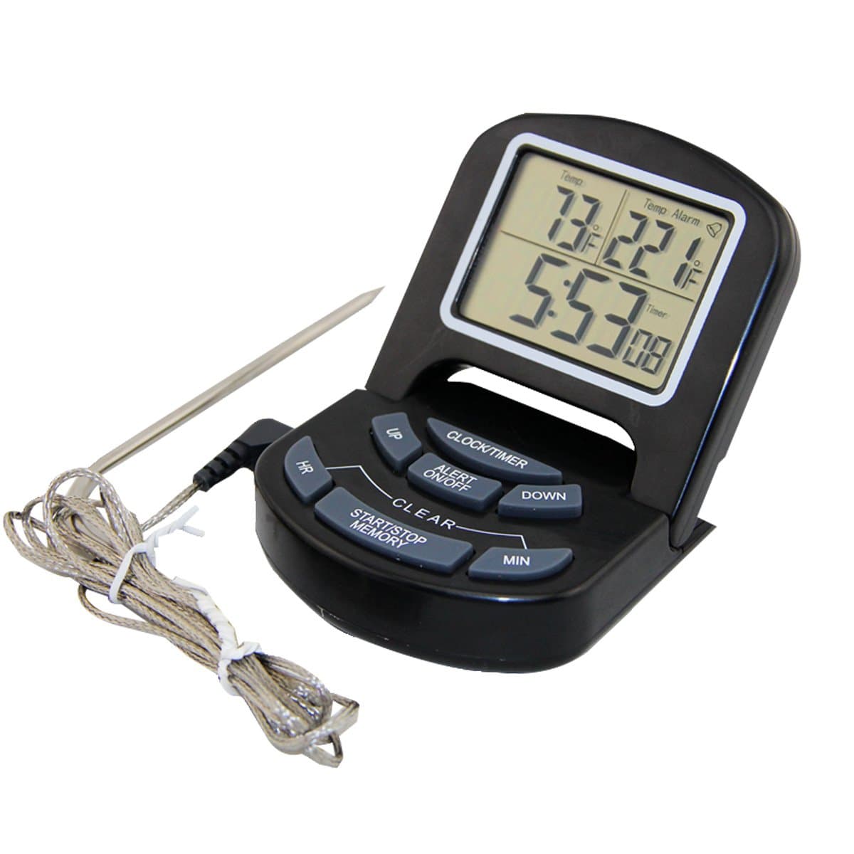 ETHMEAS Large LCD Display Digital Food Cooking Thermometer with Timer and Long probe for Meat Milk Soup BBQ Grill Smoker