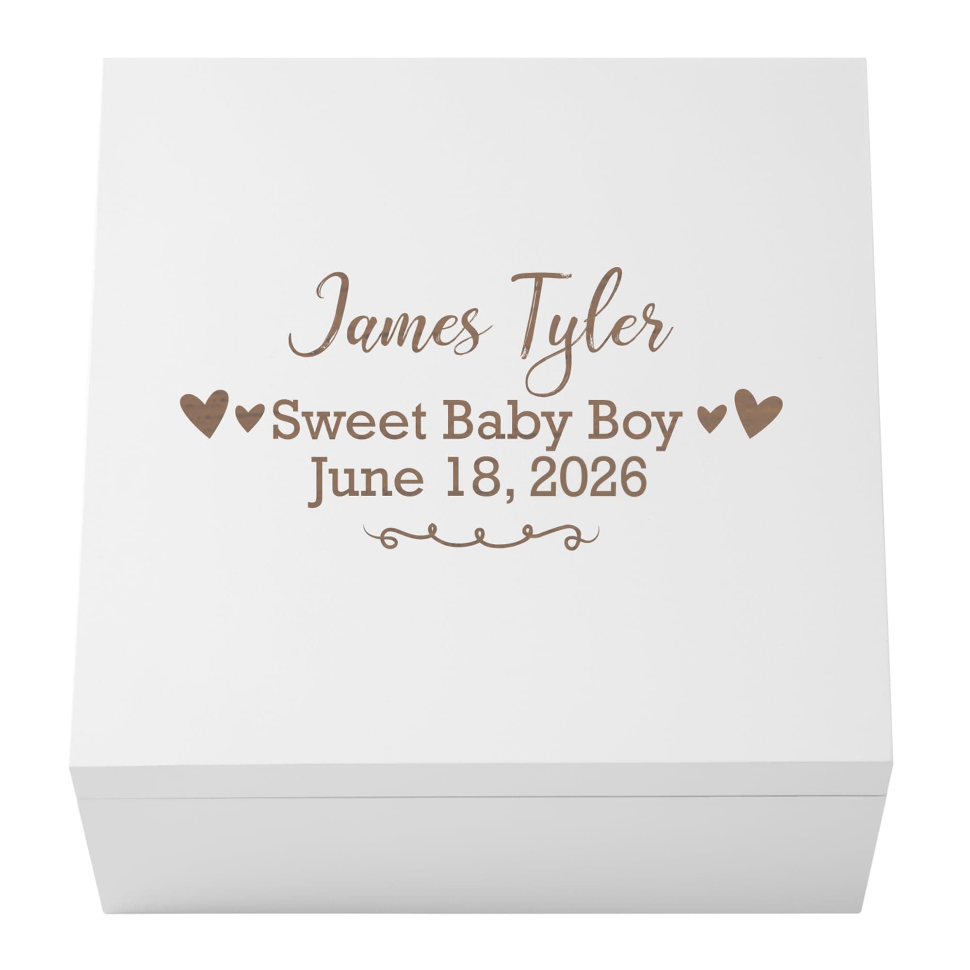 Let's Make Memories Personalized Keepsake Box for Newborn - Memento Storage - Memories Box - Baby Shower - Nursery Decor - 6" Hx12 Sq - Baby Love