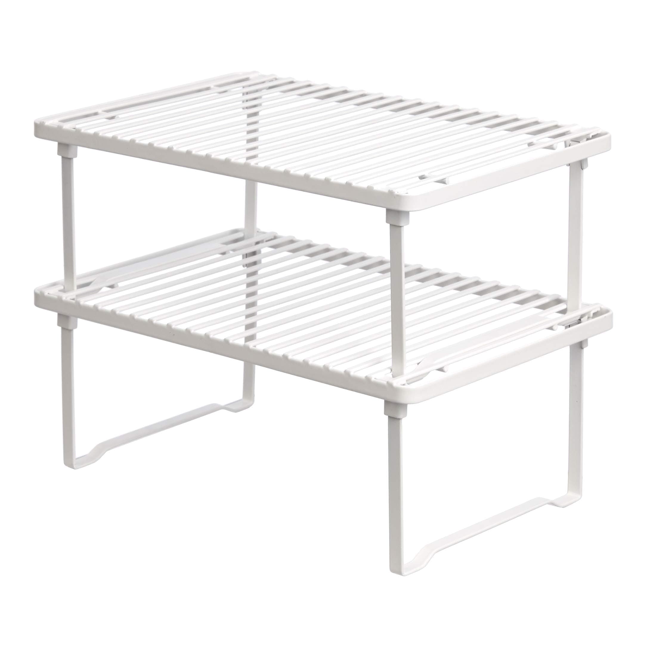 Amazon Basics Stackable Kitchen Storage Shelves, Pack of 2, 20.3 D x 31.6 W x 11.4 H cm, Metal, White
