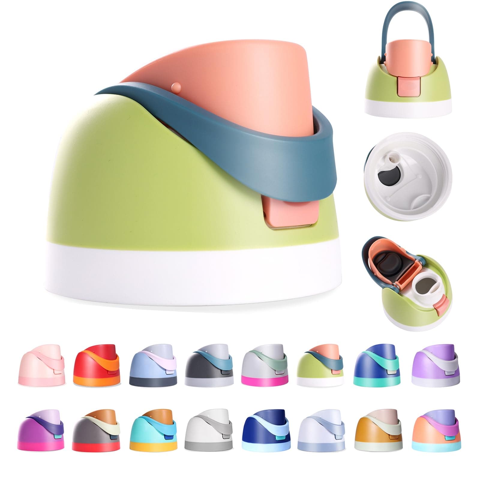 Replacement Lid for Owala Freesip, Compatible with Owala Cup 16oz 24oz 32oz 40oz, One Button Water Bottle Top Lid Replacement Accessory, Leakproof, BPA-Free, Fruit Green