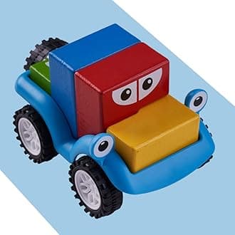 Baybee Wooden Smart Car Puzzle Blocks for Kids - 4 Color Building Blocks Sorting Stacking Toys | Educational Gift for Boys & Girls