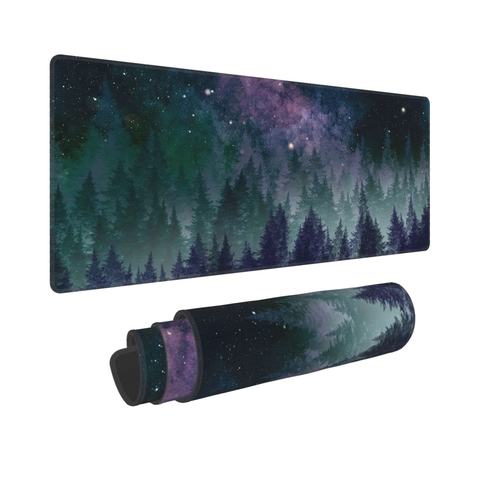Cool Forest Large Gaming Mouse Pad XL Galaxy Tree Desk Mat Long Extended Mousepad Nonslip Rubber Base Stitched Edges Mice Pads 31.5 X 11.8 Inch