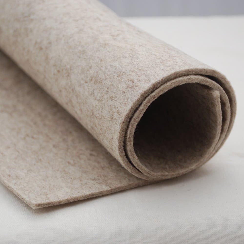 100% Wool Felt Fabric - 3mm Thick - 90cm Wide x 0.5 Metre Long (Mottled Beige)
