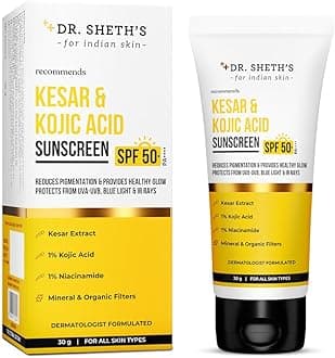Kesar & Kojic Acid Sunscreen SPF 50+ Pa++++ |In-Vivo Tested | For Pigmentation-Free Skin | Lightweight & Non Greasy | For UVA/UVB & Blue Light & IR Protection | No White Cast | For All