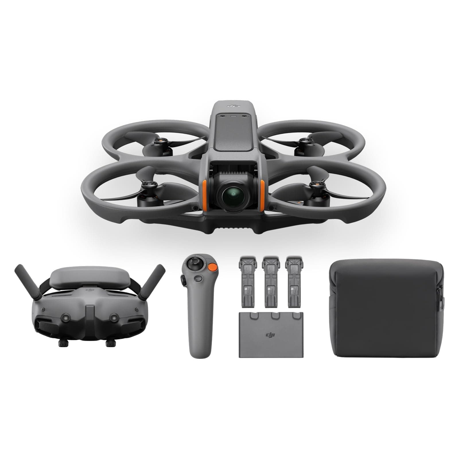 - Avata 2 Fly More Combo (3 x Batteries) Camera Drone with 4K Camera, VR Drone, FPV Drone, Max Flight Time 69 Minutes, One Push Acrobatic Flying, Integrated Propeller Guard, Supports Goggles 3 & RC