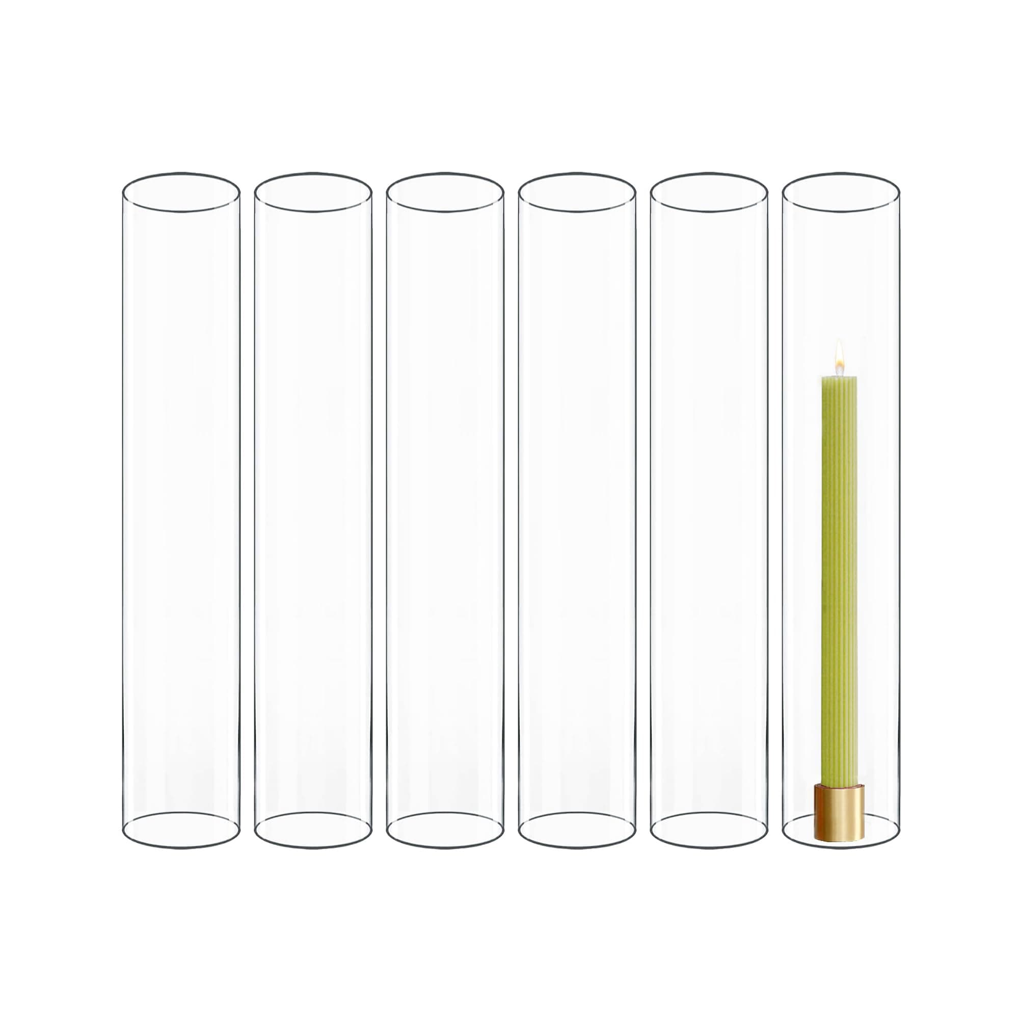 Pack of 6 Glass Hurricane Open Ended Chimney Tubes