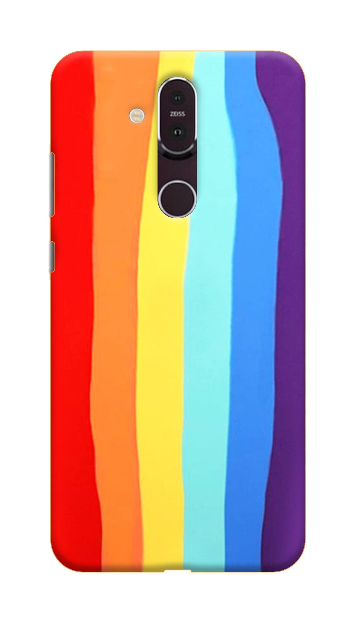 NDCOM for Color Gradient Rainbow Stripes Printed Hard Mobile Back Cover Case for Nokia 8.1
