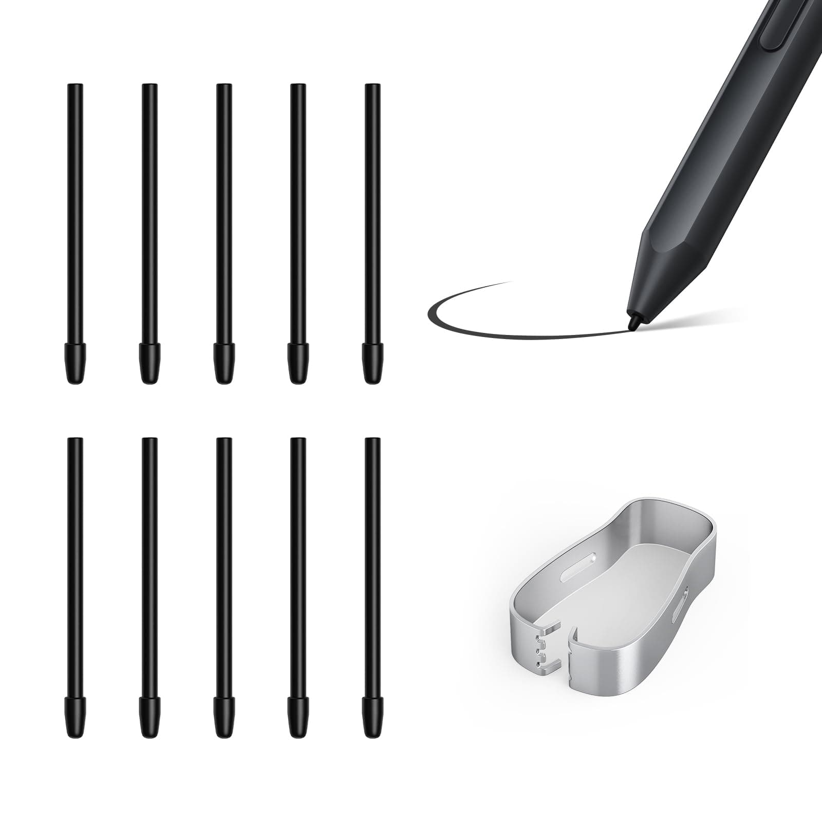 Ayotu (10 Pcs) Replacement Tips Nibs Kit For Kindle Scribe/Remarkable Marker Pen, Nib Refill With Tool For Tablet (Stylus Not Included), Black