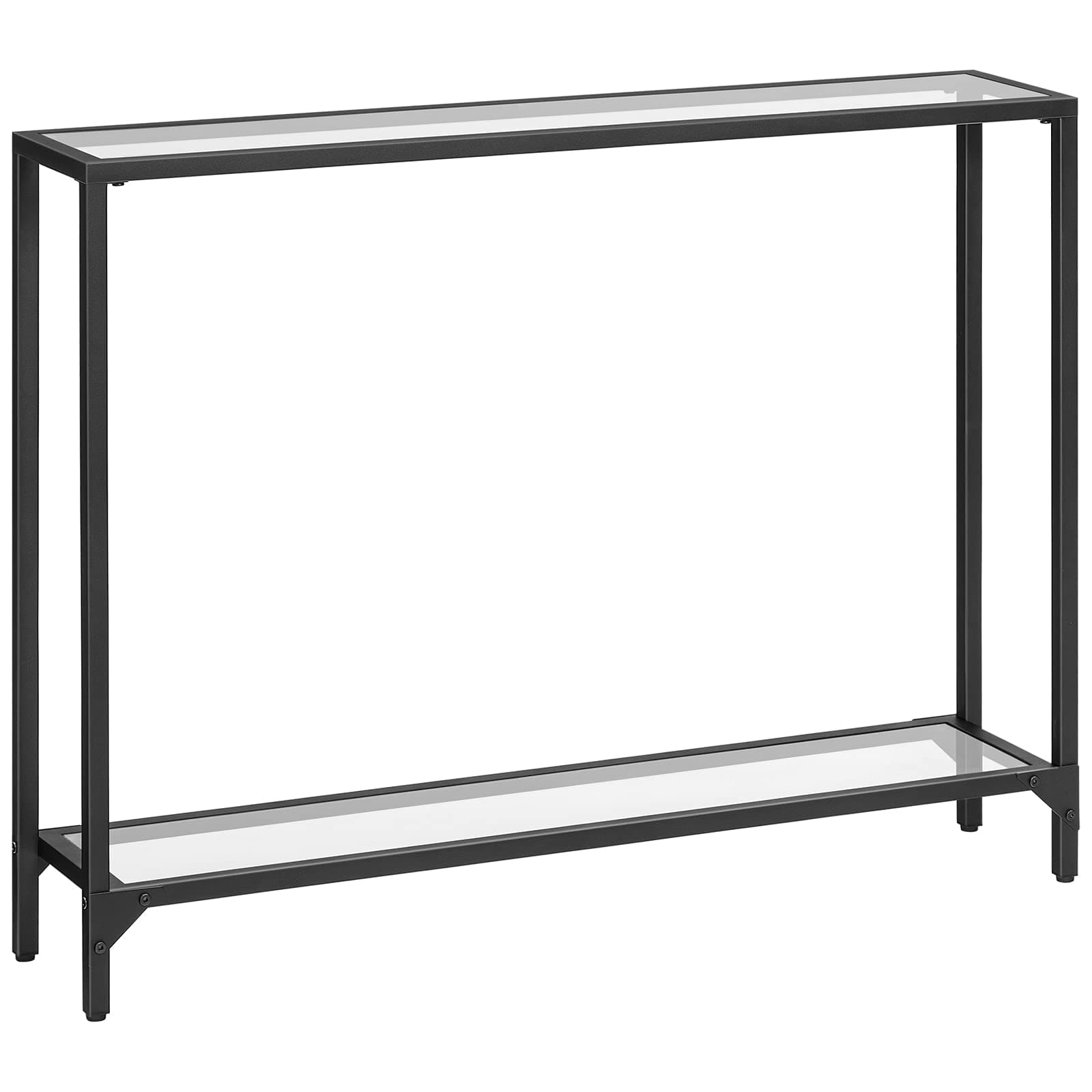 39.4" Narrow Console Table, Tempered Glass Sofa Table, Behind Couch Table Modern Entryway Table, Metal Frame, for Living Room, Hallway BK04XG01