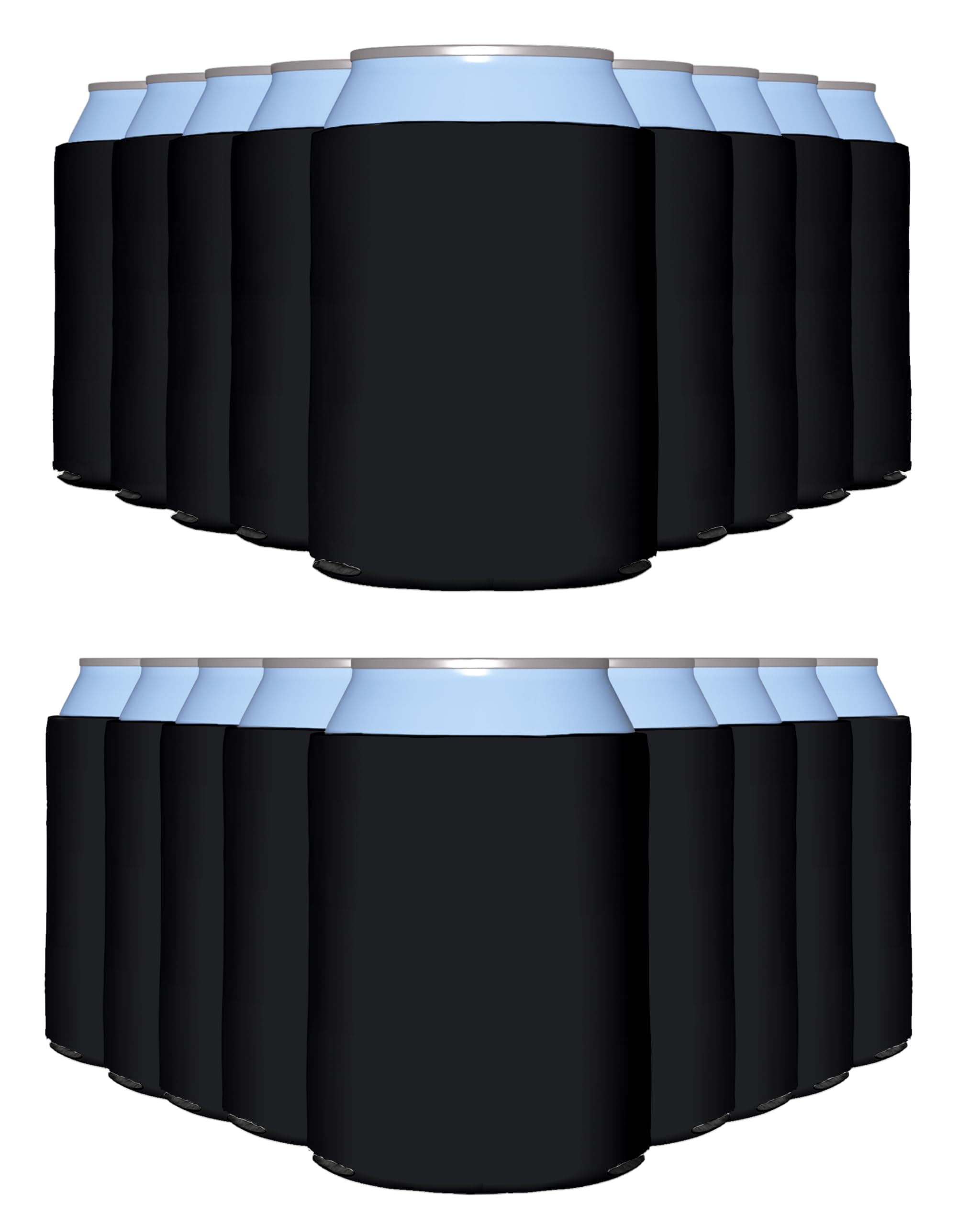 PartyPrints 25 Pack Black Blank Can Cooler Sleeves, Customizable Bulk Insulated Foam for Beer, Collapsible Plain Drink Holder, Cold Soda Insulator, 12oz Regular, 16oz Tall Cans