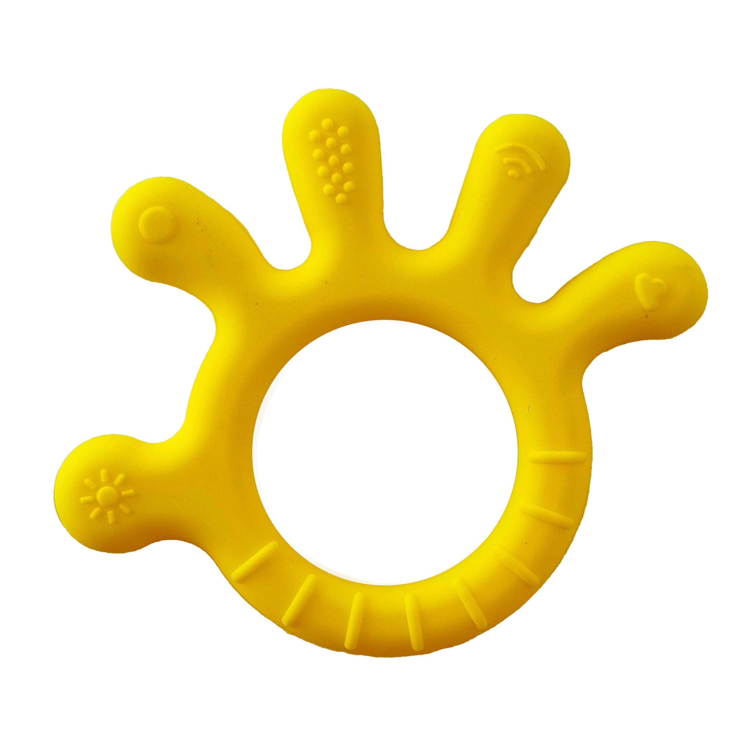 Chic Buddy Silicone Teether for 6 to 12 Months Baby with Soft Textures to Soothe Gums , Perfect Baby Teethers for 3 to 6 months BPA Free ,Teething Toys for Babies.Easy to Clean & No-Choke Design (Finger Delight yellow)