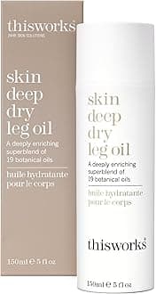This Works Skin Deep Dry Leg Oil, 150 ml - Body Oil for Dry Skin - Nourishing Body Moisturiser Enriched with 19 Essentials Oils including Sandalwood, Jojoba, Coconut and Rose Oil for a Hydrating Glow