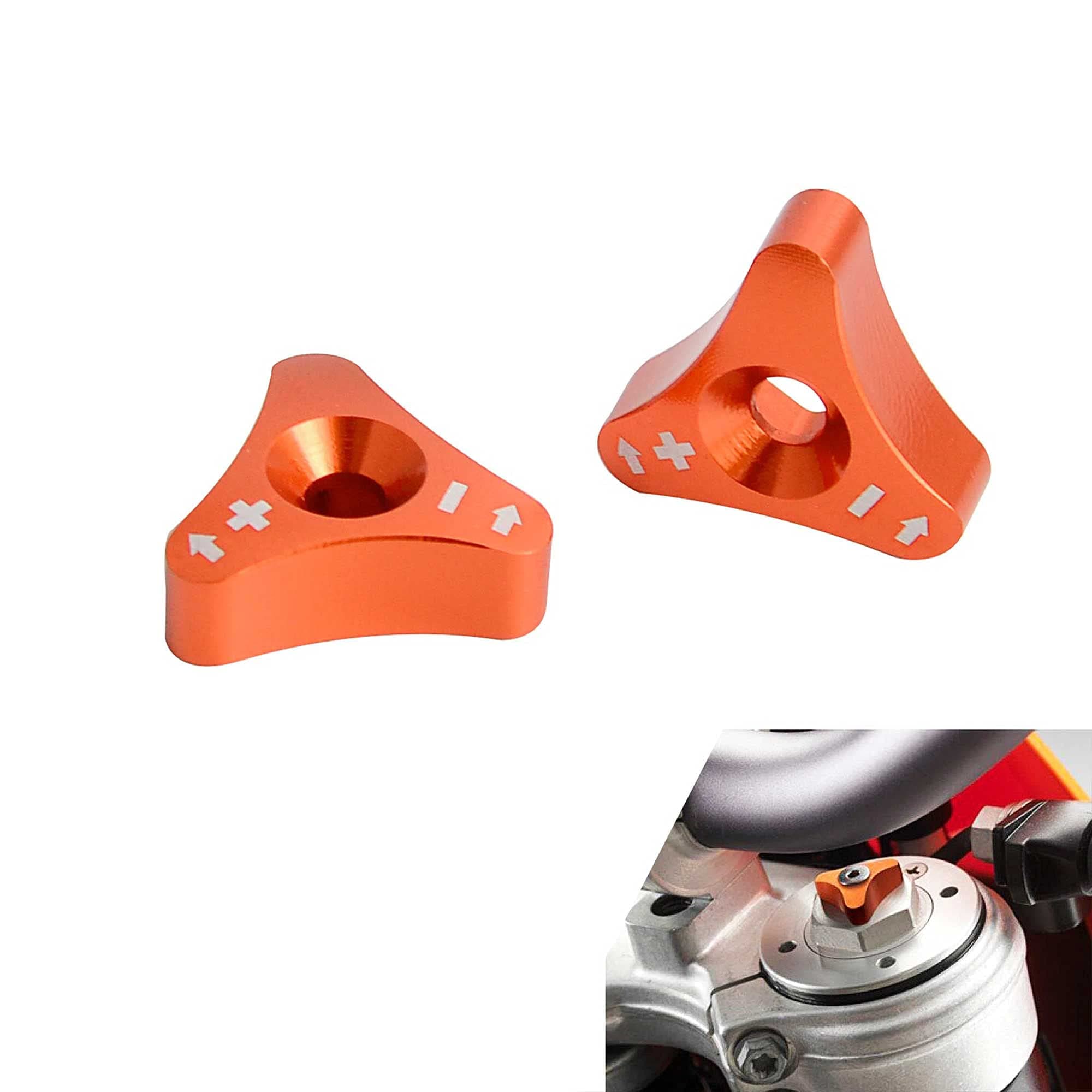 Front Fork CNC Knob Adjusters | Compatible with all 48mm WP Forks, most KTM & Husqvarna Motorcycles (Orange)