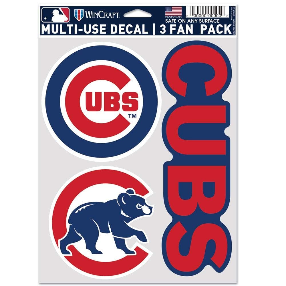 Wincraft MLB Chicago Cubs Decal Multi Use Fan 3 Pack, Team Colors, One Size