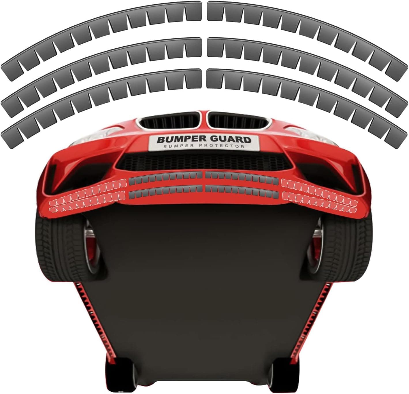 Bumper Scrape Guard for Cars, 6 Pack Front Bumper Scrape Guard Anti-Scratch Universal Fit Black Car Bumper Protector Carbon Fiber Front Lip Splitter Scrape Guard Skid for Lower Sport Cars SUV