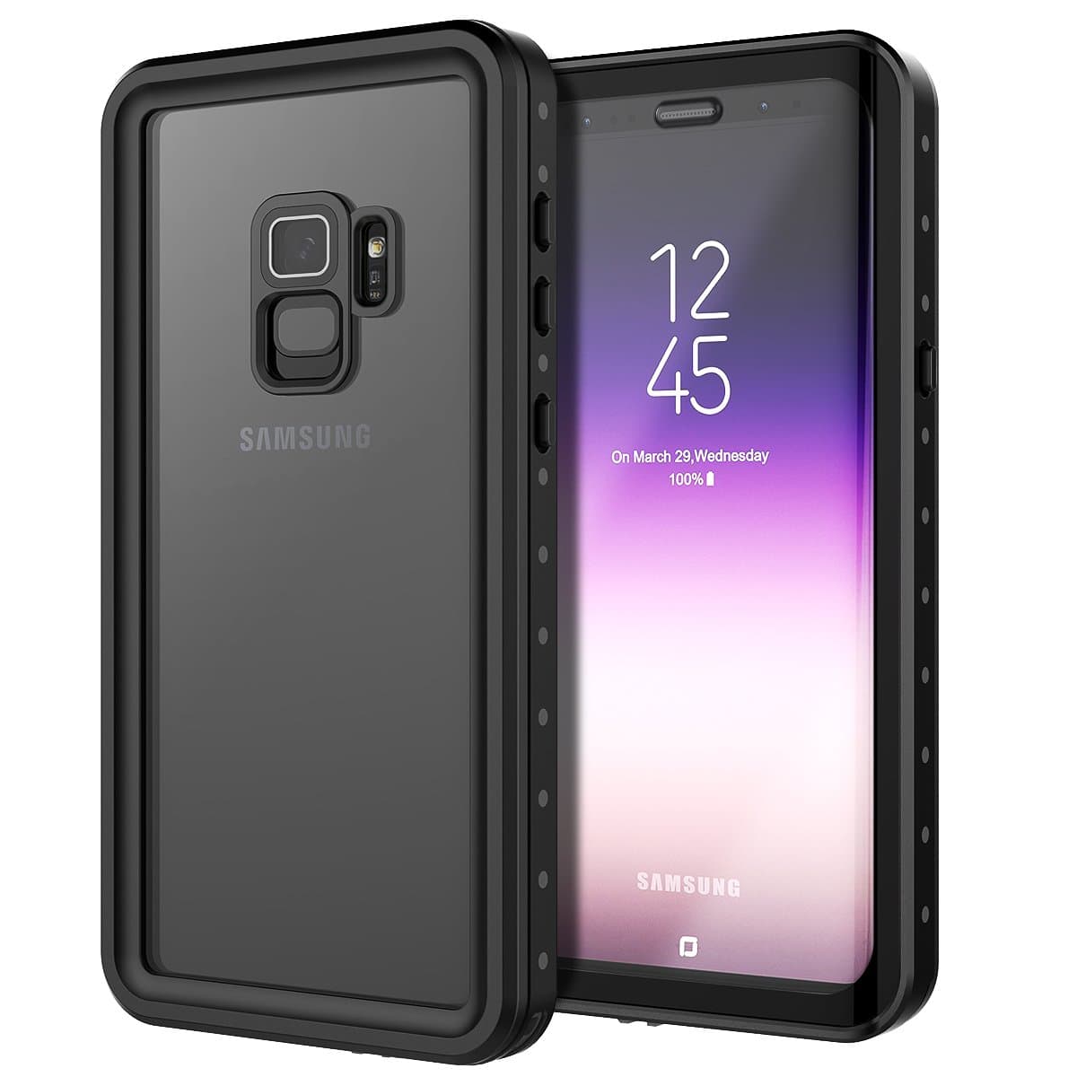 CaseFirst Samsung Galaxy S9 Waterproof Case Built-in Screen Protector 360 Degree Heavy Duty Protection Shockproof Slim Fit Full Body Clear Cover Full Sealed IP68 Cover for Samsung Galaxy S9 (Black)