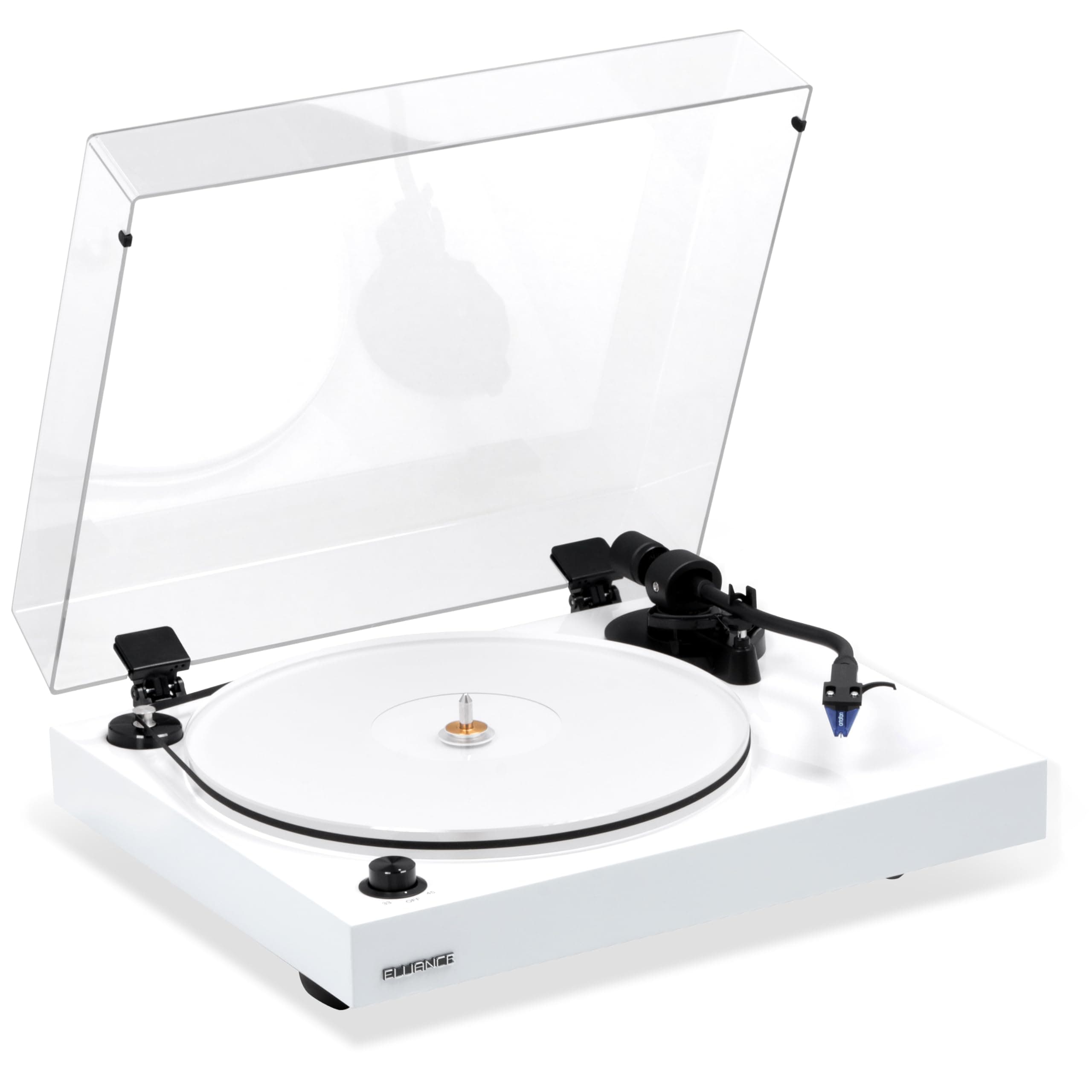 RT85 Reference High Fidelity Vinyl Turntable Record Player with Ortofon 2M Blue Cartridge, Acrylic Platter, Speed Control Motor High Mass MDF Wood Plinth Vibration Isolation Feet - Piano White