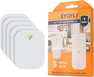 VEYOFLY Gnat Traps for House Indoor Refill, Fly-Trap, Fruit-Fly, Catcher, Plug in Catch for Fruit-Flies, Moths, Gnats, Mosquito (Pack of 5 Refills)
