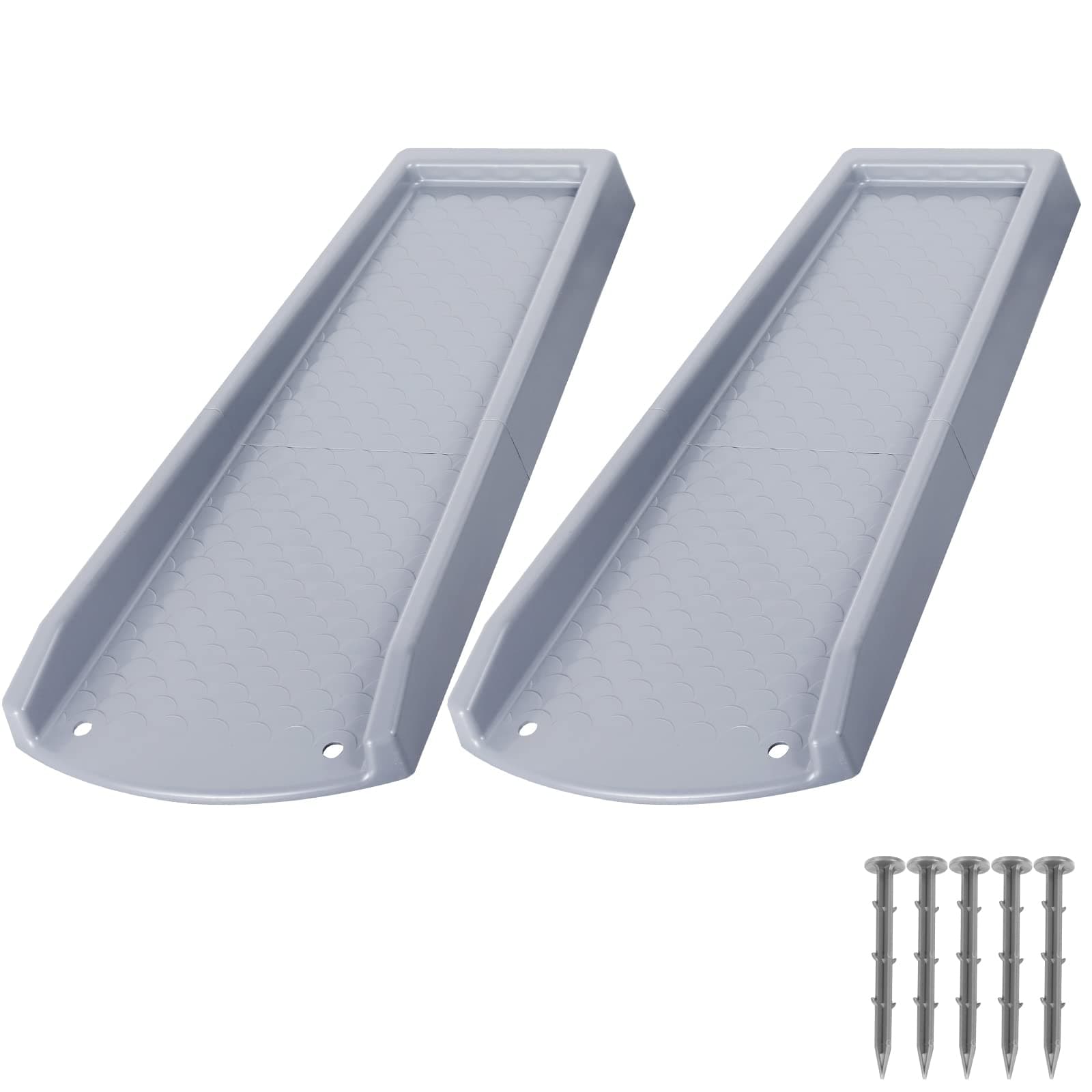 Rain Gutter Downspout Splash Blocks, 2 Pack Thickened and Durable Downspout Splash Guards for Drain Extension, Comes with Fixing Nails (Gray)
