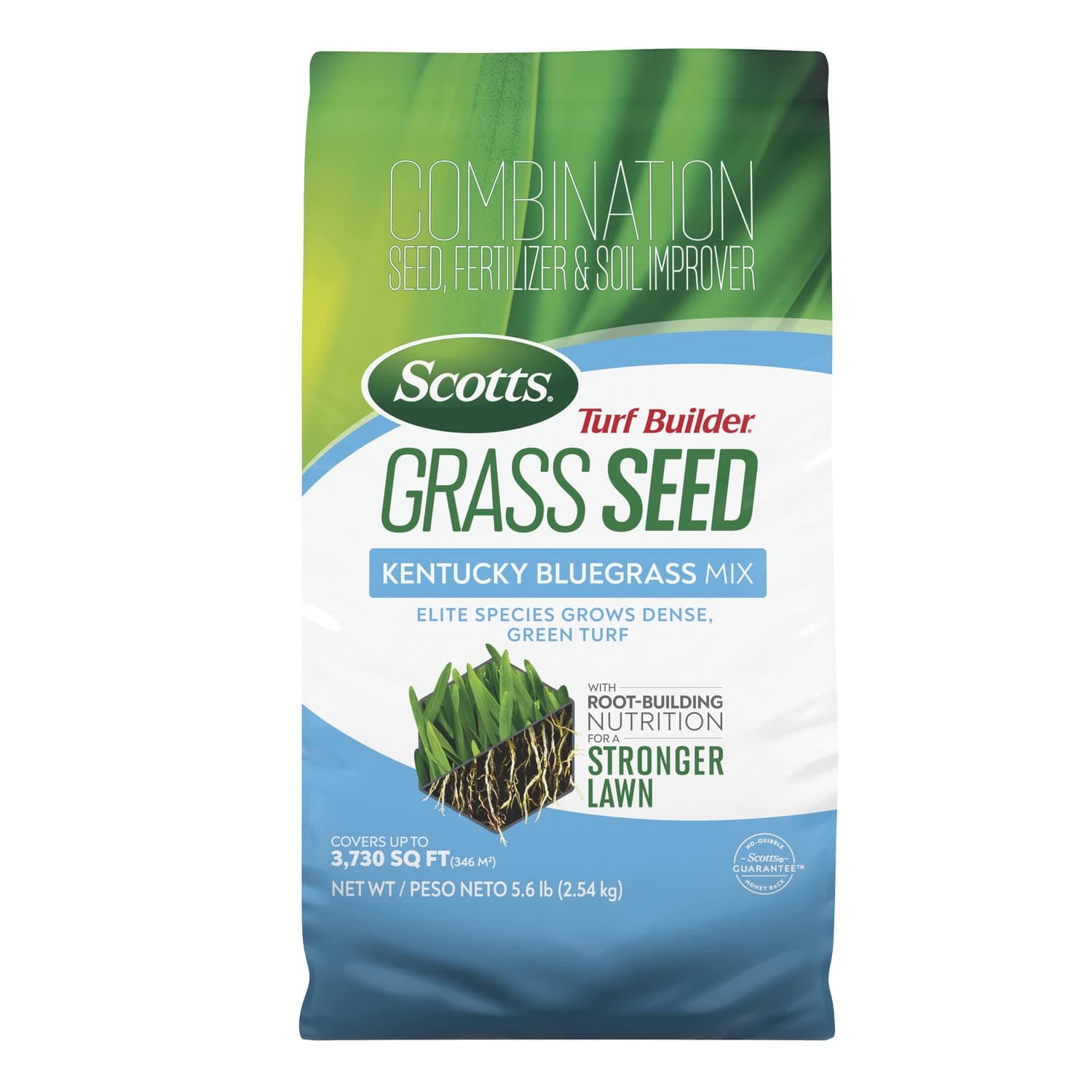 - Turf Builder Grass Seed Kentucky Bluegrass Mix - Grass Seed Plus Lawn Fertilizer and Soil Improver, Grows Dense, Green Turf, Covers Up to 3,730 sq. ft., 5.6 lb.