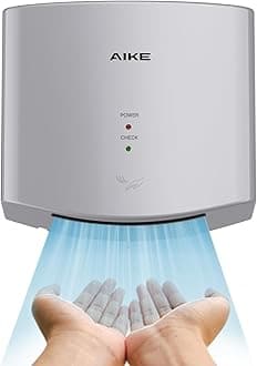 AIKE Air Wiper Compact Hand Dryer, High-Speed Drying, 1400W 220V, Plug & Go, Paperless Touchless for Public Bathroom, AK2630S (Silver)