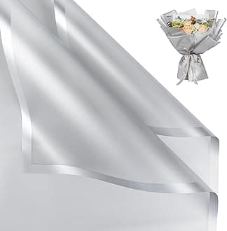 NESCCI 20 Sheet Flower Wrapping Paper - Waterproof Floral Bouquet Wrapping Paper, Florist Supplies Packaging Paper for Wedding Birthday Gift DIY (Translucent Silver)