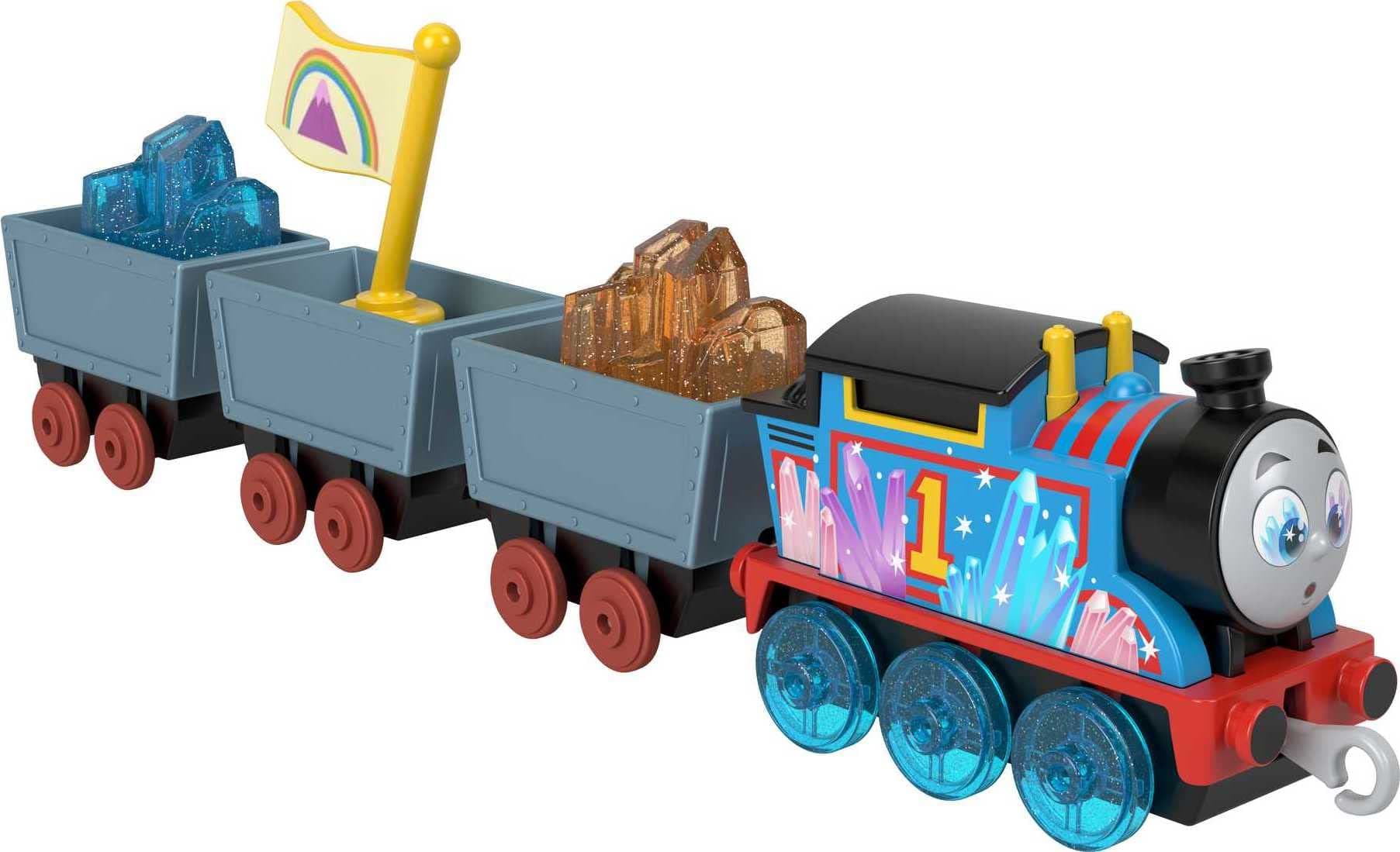 Diecast Toy Train Crystal Cargo Adventure Thomas Engine with 3 Cargo Cars for Preschool Pretend Play Kids Ages 3+ Years