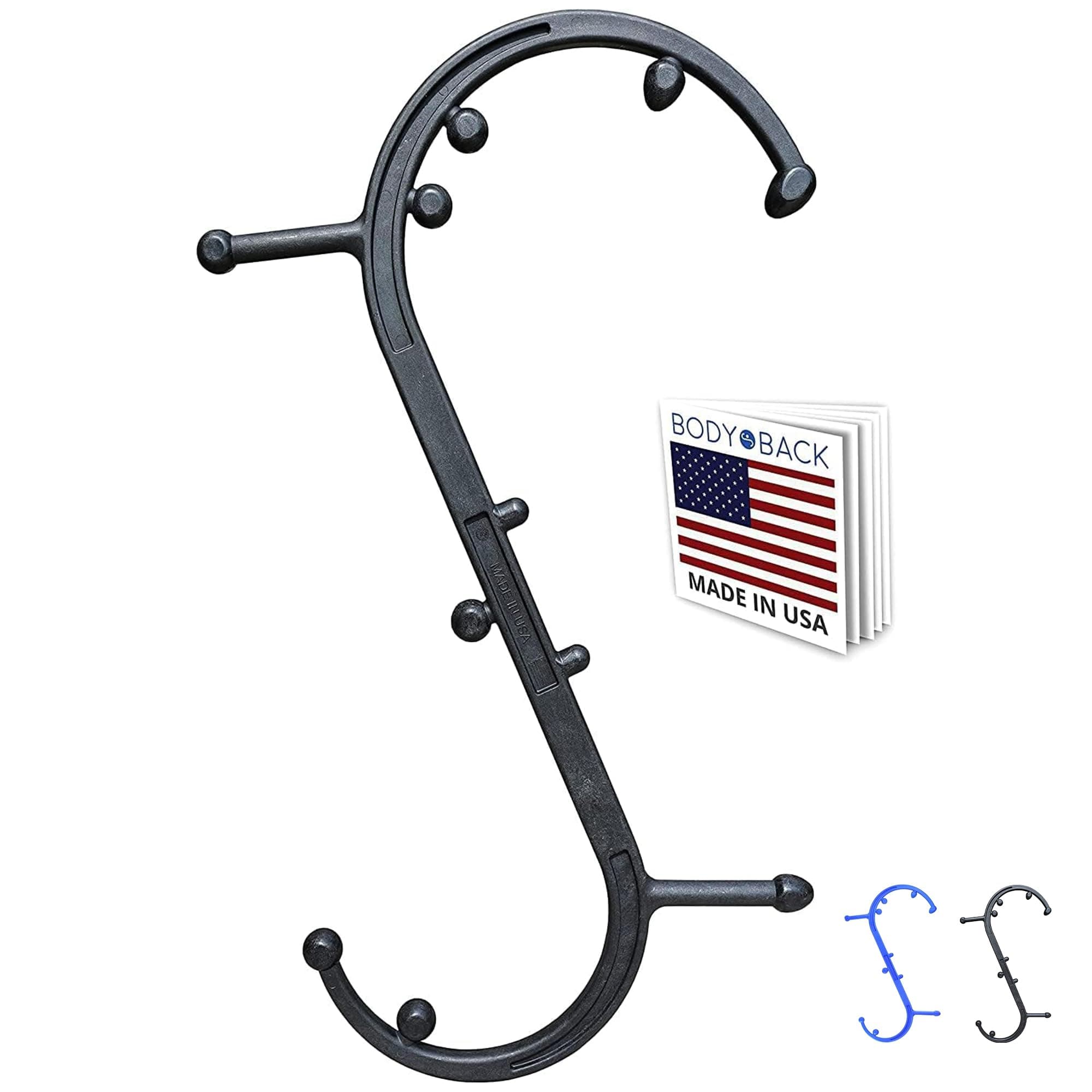 Body Back Buddy Classic - Trigger Point Massage Tool, Neck and Back Massager Handheld, Manual Self Massager, Massage Cane, Muscle Knot Remover with Instructions (Black Marbled)