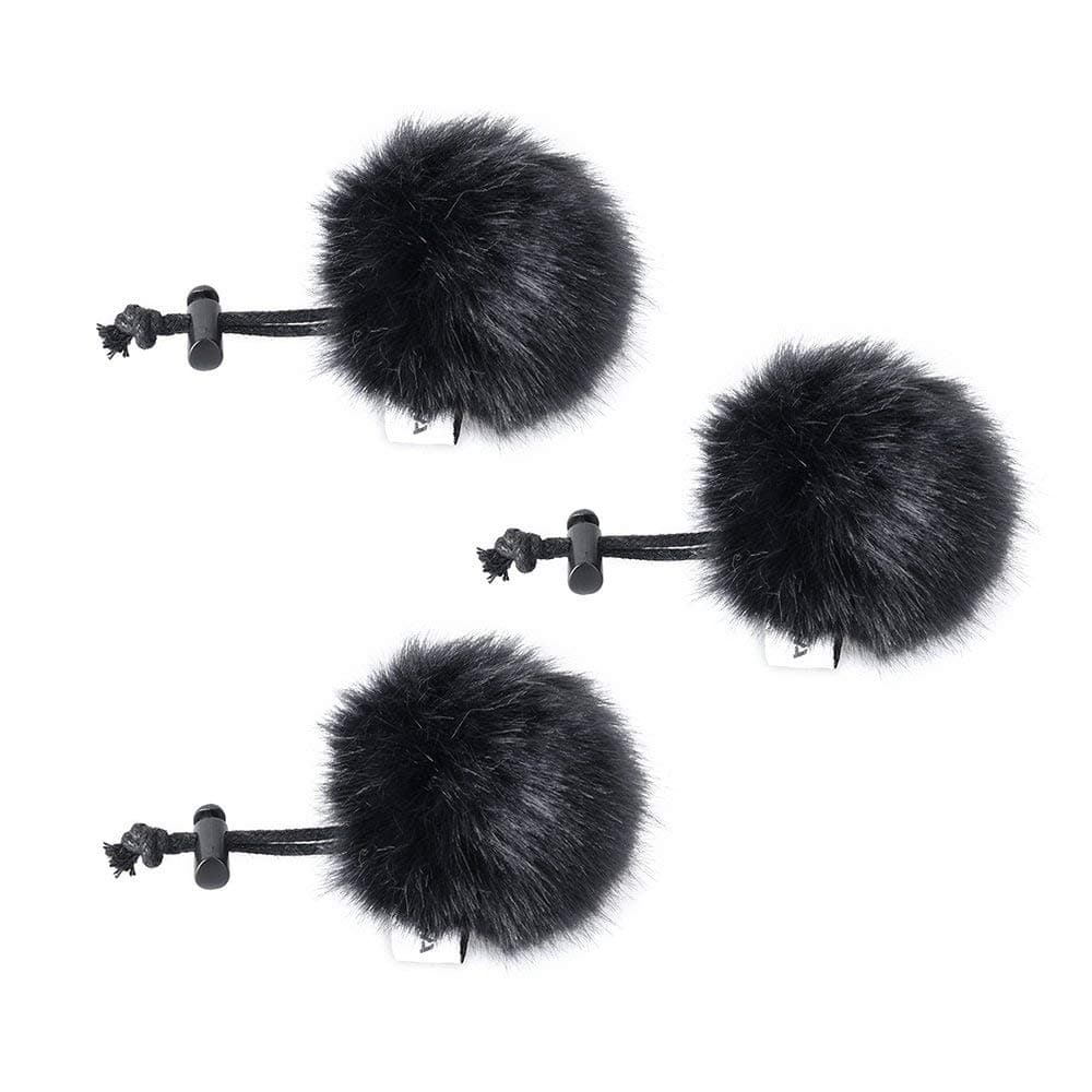 Pack of 3 Fur Windscreen for Microphone, Mini Microphone Fur Microphone Windscreen Muff, Wind & Pop Filter for Lavalier Microphone/VideoMic/Mobile Phone Microphone (Black)
