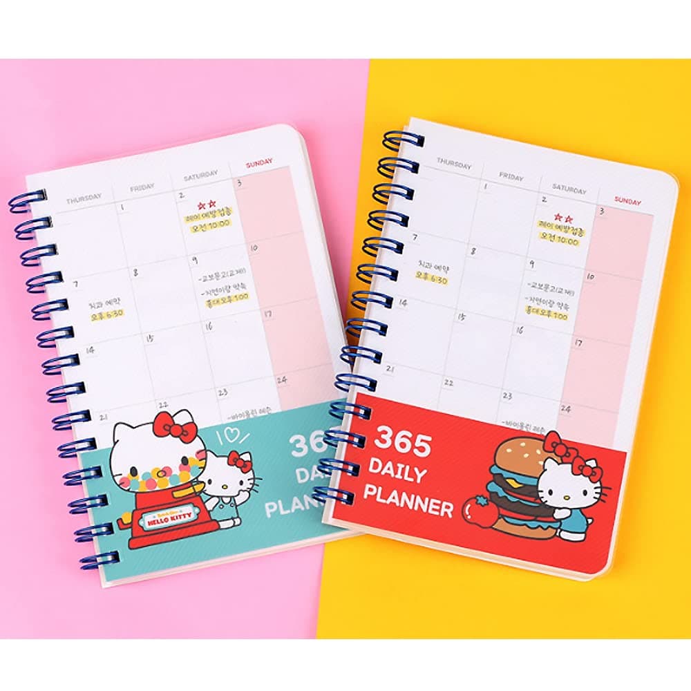 Hello Kitty 2019 365 Daily Planner Scheduler Diary Ver.2 (1PC) : Red/Blue (Red)