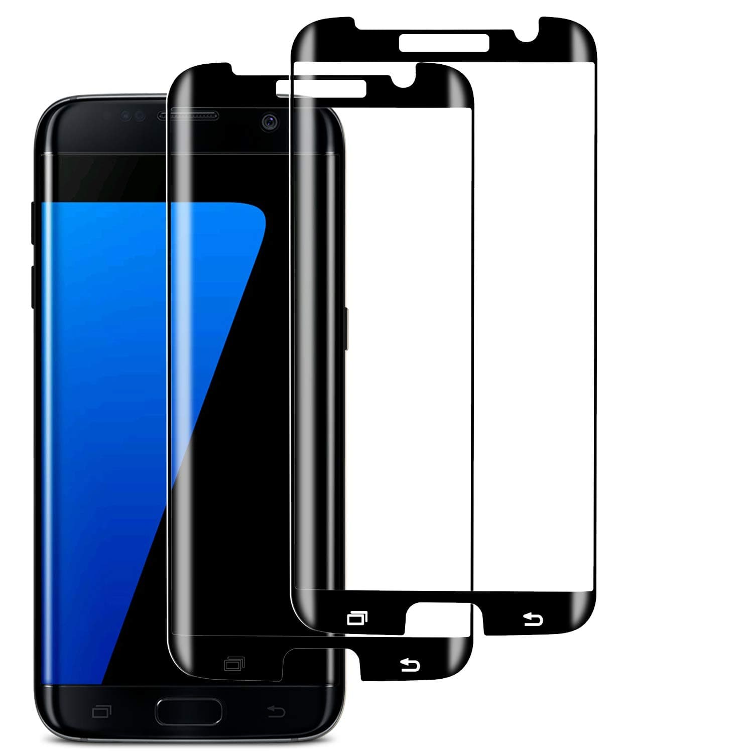 S7 Edge Screen Protector (2 Pack), Case-friendly Tempered Glass,9H Hardness,HD Clear Glass for Samsung Galaxy S7 Edge(Black).