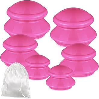 6 Pcs Cupping Kit for Massage Therapy 3 Sizes Silicone Cupping Set Chinese Massage Therapy for Studio Household Cellulite Joint Pain Muscle Pain(Hot Pink)