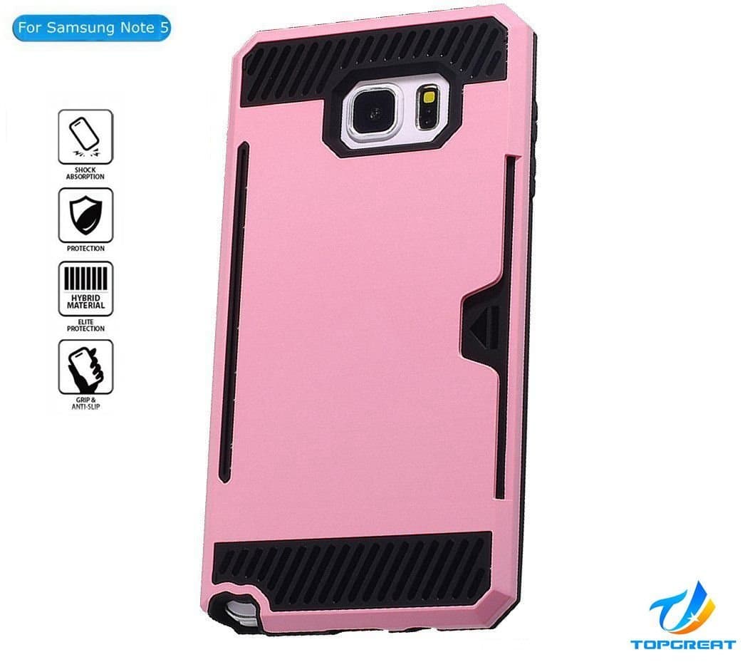Samsung Note 5 case,Galaxy Note 5 case,TopGreat Super Cool Dazzle Anti-slip Drop Protection Shock Absorption Armour Case Wiredrawing Texture Card Slots Cover [Wallet][Gifts] for Galaxy Note 5 (Pink)