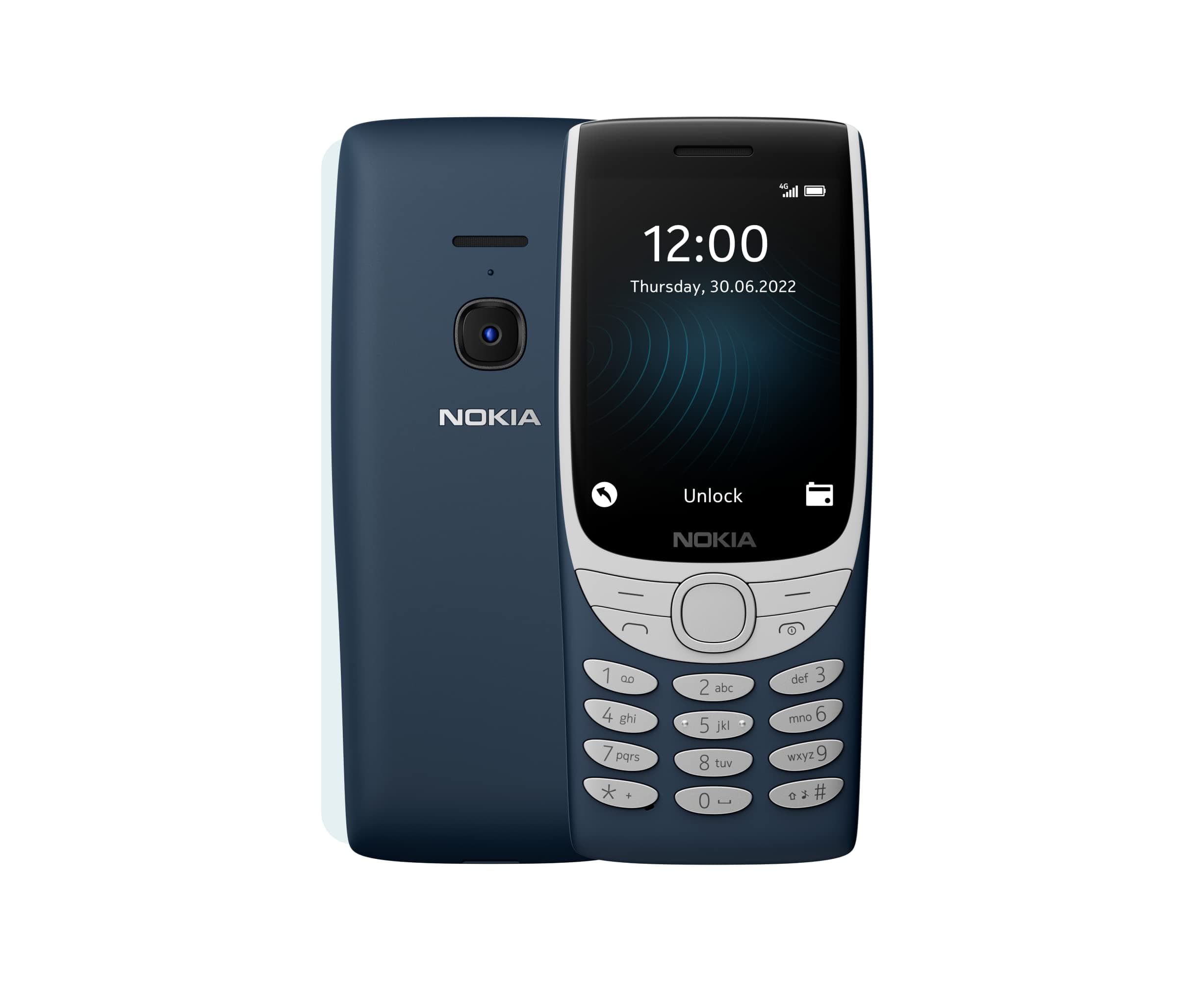 8210 Feature Phone with 4G connectivity, large display, built-in MP3 player, wireless FM radio and classic Snake game (Dual SIM) – Blue