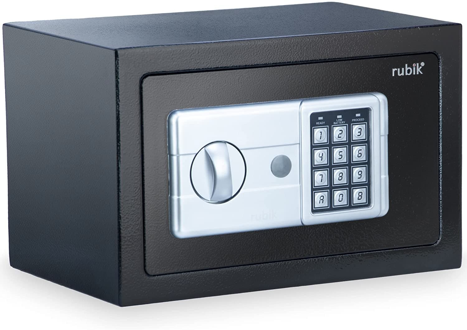 Rubik Safe Box with Key and Pin Code Keypad Lock for Money Cash Jewelry Passports Home Office Security RB20HASH (20x31x20cm) Black