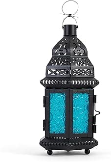 Gallery of Light Moroccan Lantern Blue Glass Candle Holder Candleholder