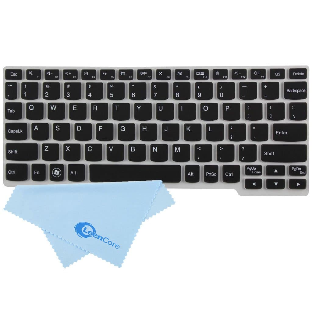 LeenCore Ultra thin Backlit Silicone Laptop Keyboard Cover Skin Protector for IBM Lenovo IdeaPad S206 , YOGA 11 ultrabook , IdeaTab K3011W Us Layout+ 1x Microfiber Cleaning Cloth (12cm x 12cm) from LeenCore (Translucent Black)